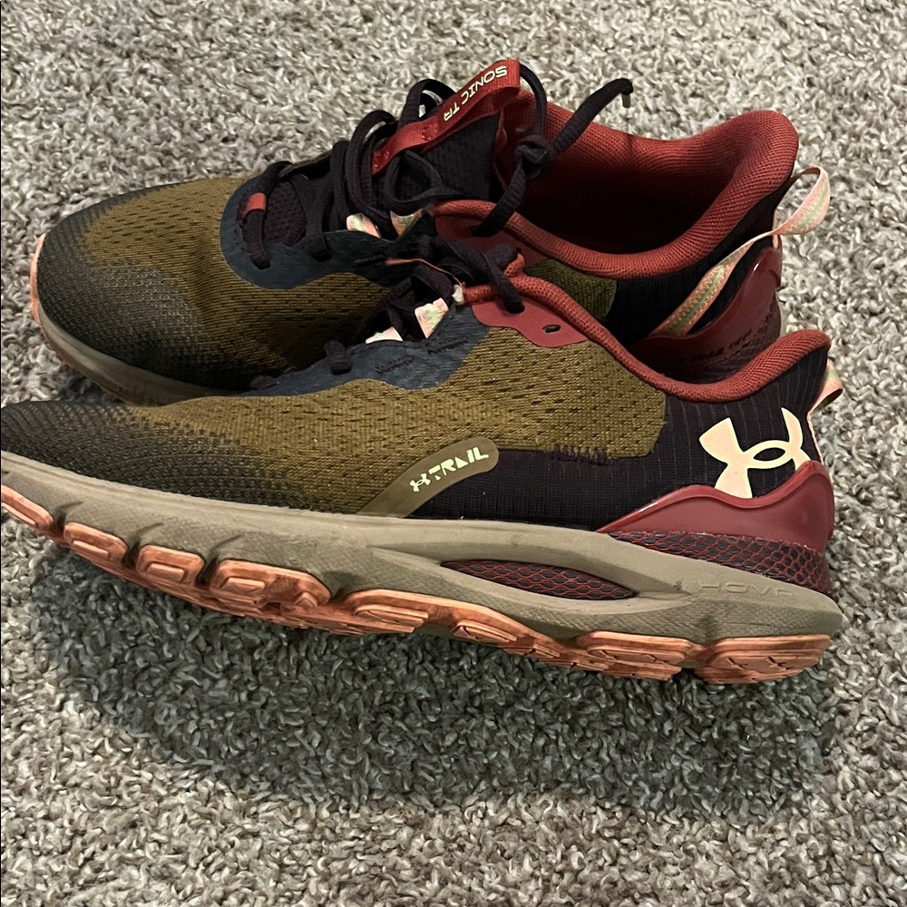 Under Armour Olive and Maroon Athletic Shoes